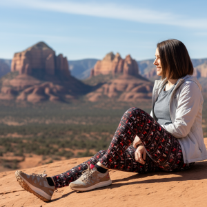 Alternative view of Red, Grey and Black Reindeer Leggings