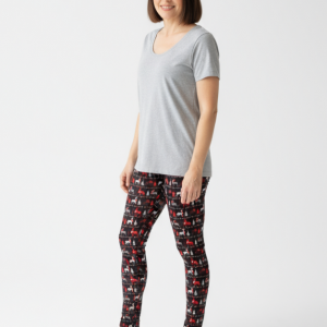 Red, Grey and Black Reindeer Leggings