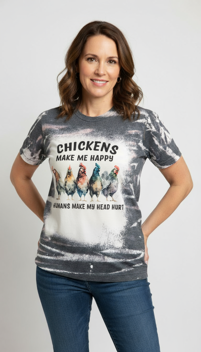 Chickens Bleached (V-Neck) Tee - Image 3