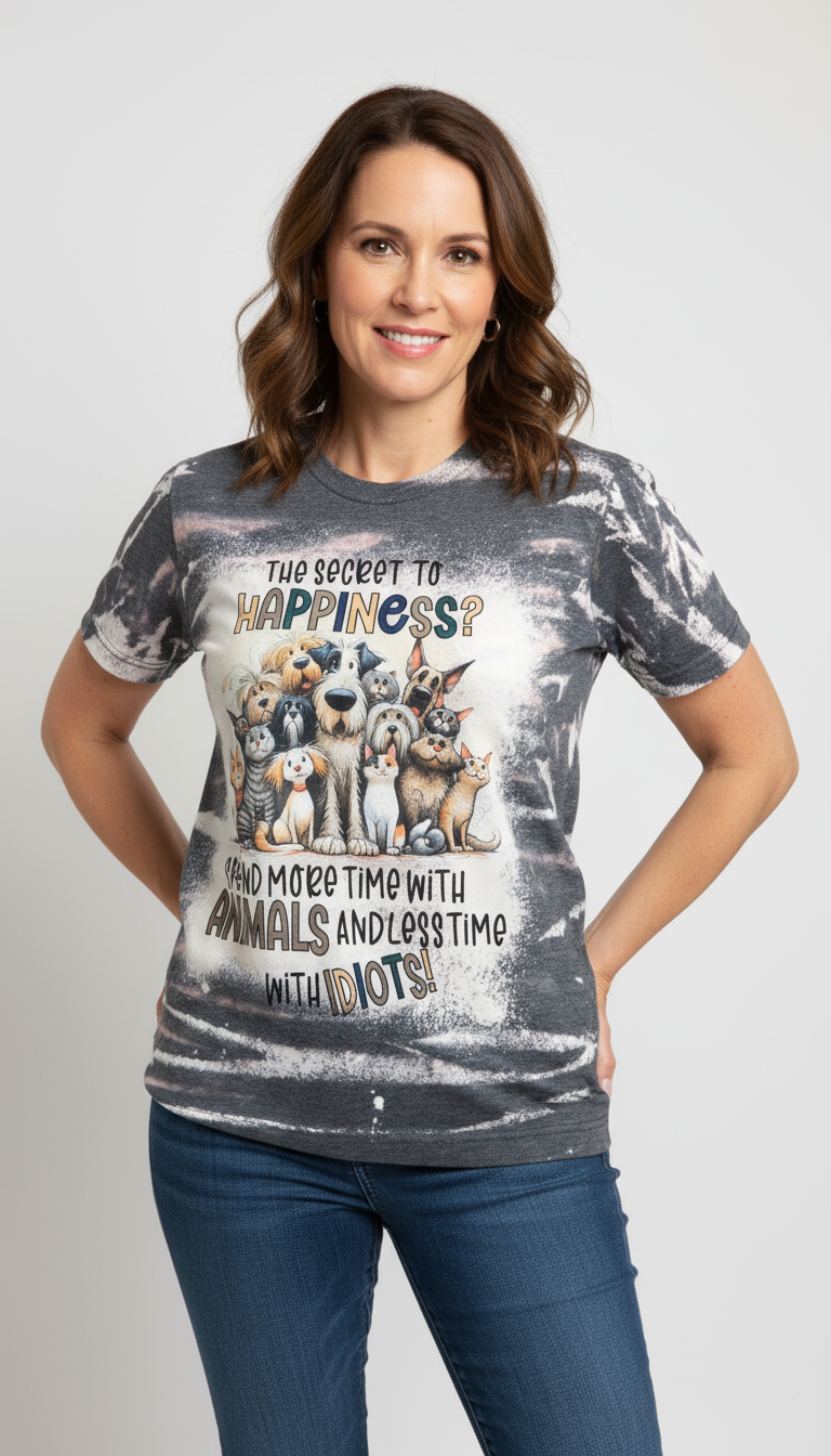 Secret to Happiness Bleached (V-Neck) Tee