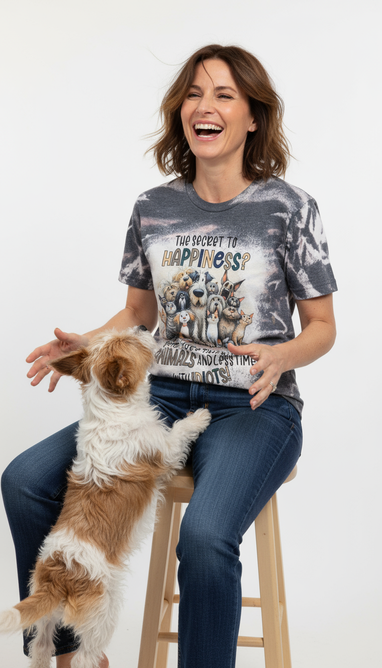 Secret to Happiness Bleached (V-Neck) Tee - Image 4