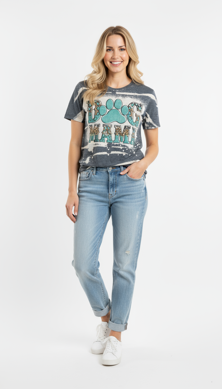Teal Dog Mom (V-Neck) - Image 3
