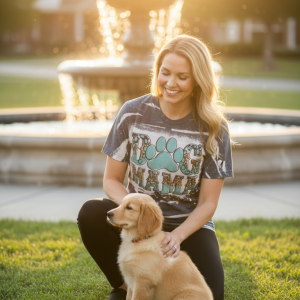 Alternative view of Teal Dog Mom (V-Neck)