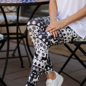 Alternative view of Black & White Reindeer Leggings