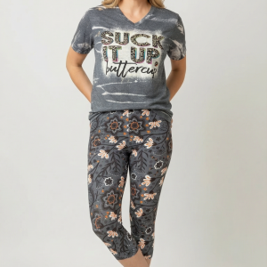 Alternative view of Grey Floral Capris